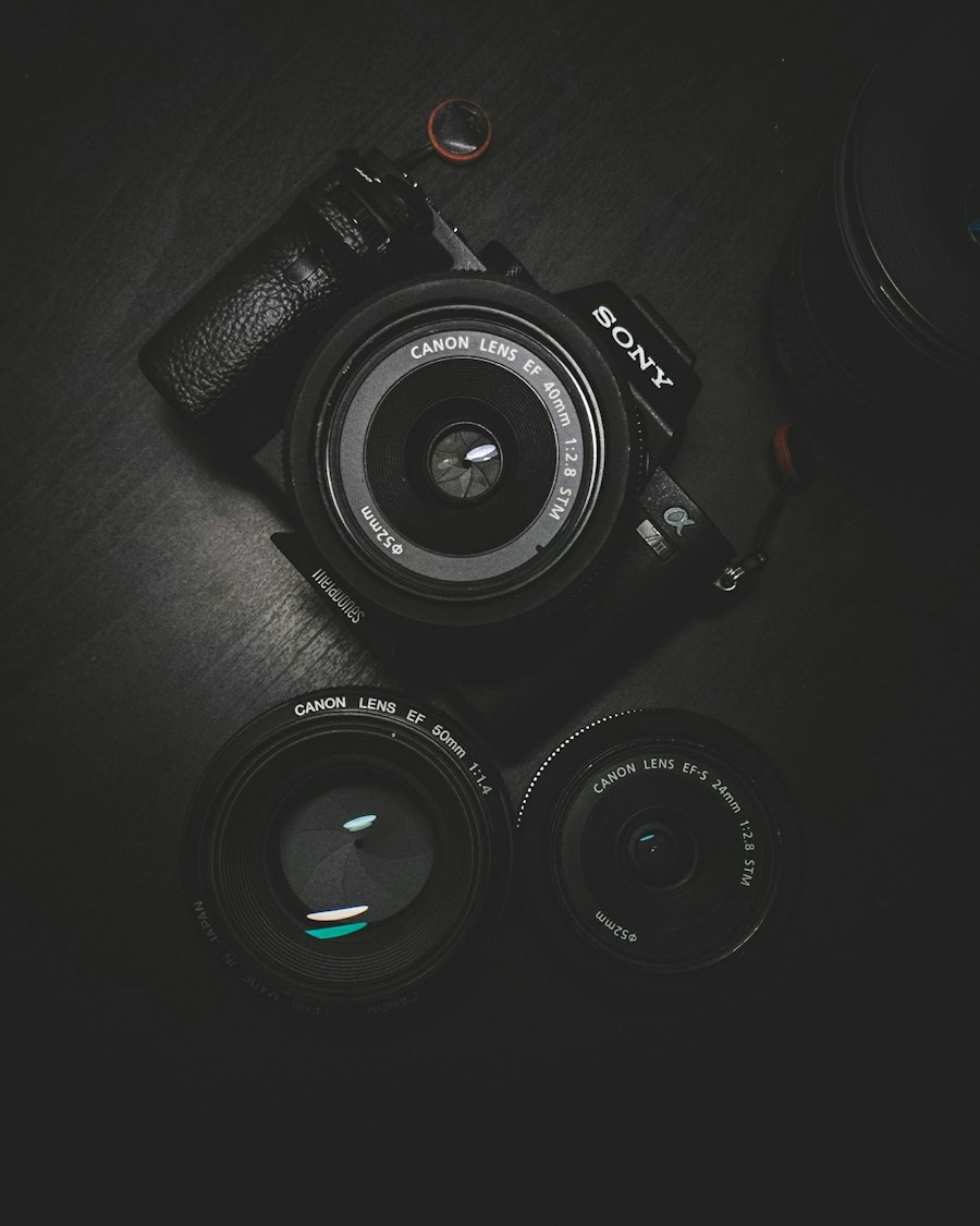 A mirrorless camera on a table